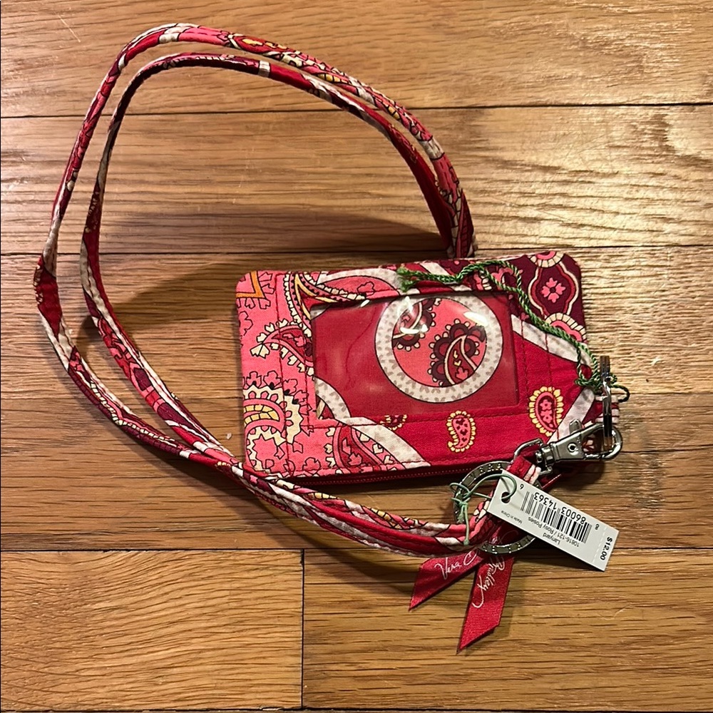 NWT Vera Bradley Pink Paisley Crossbody Wallet and lanyard